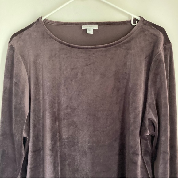 J. Jill Pure Jill Women’s velvet long sleeve crew shift dress tunic plum large! - Picture 3 of 9